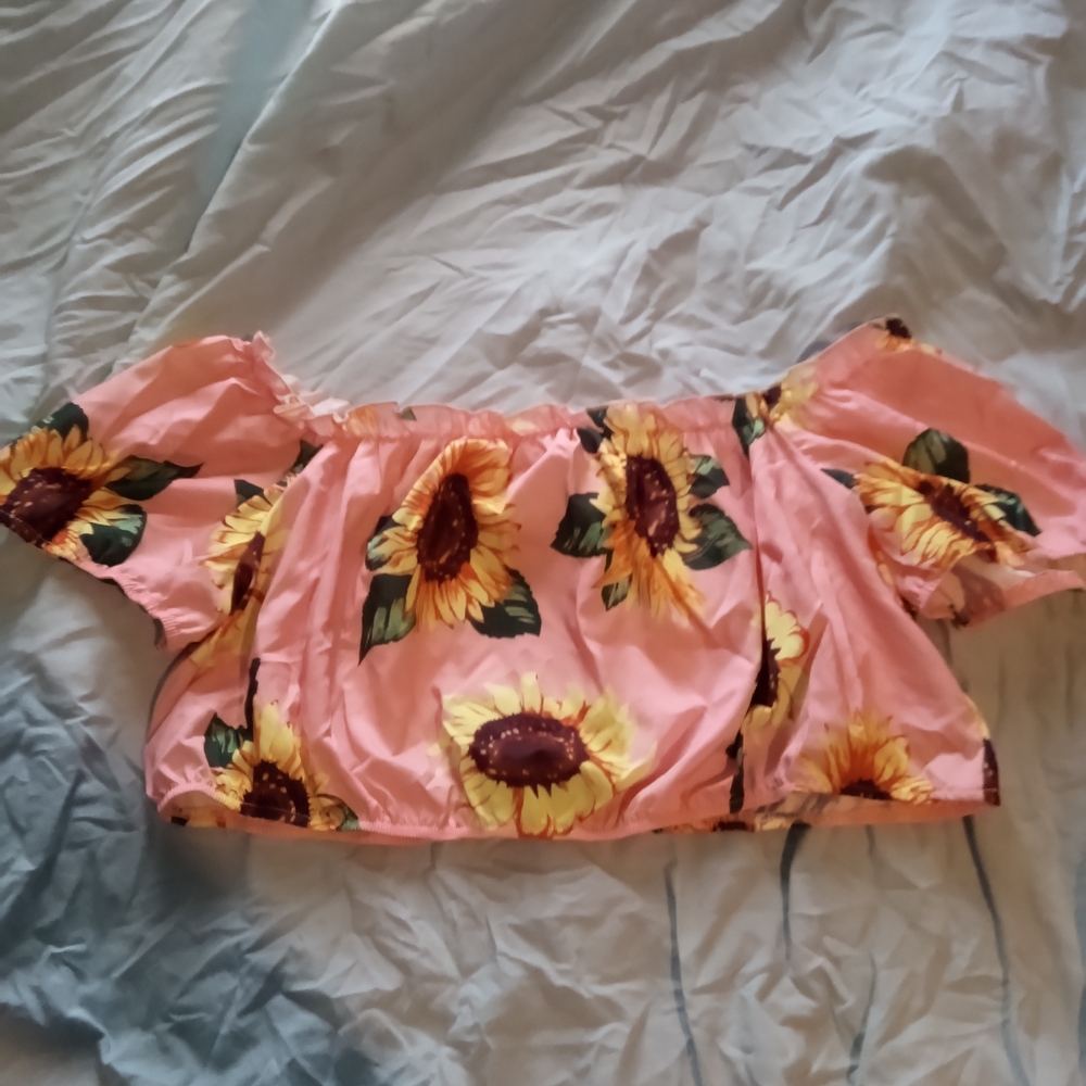 SHEIN Pink Ruffled Off-the-Shoulder Crop Top